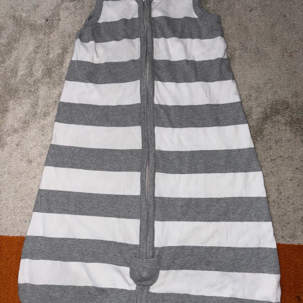 Rugby Stripe Organic Beekeeper™ Wearable Baby Blanket - Heather Grey M (6-12 mo)